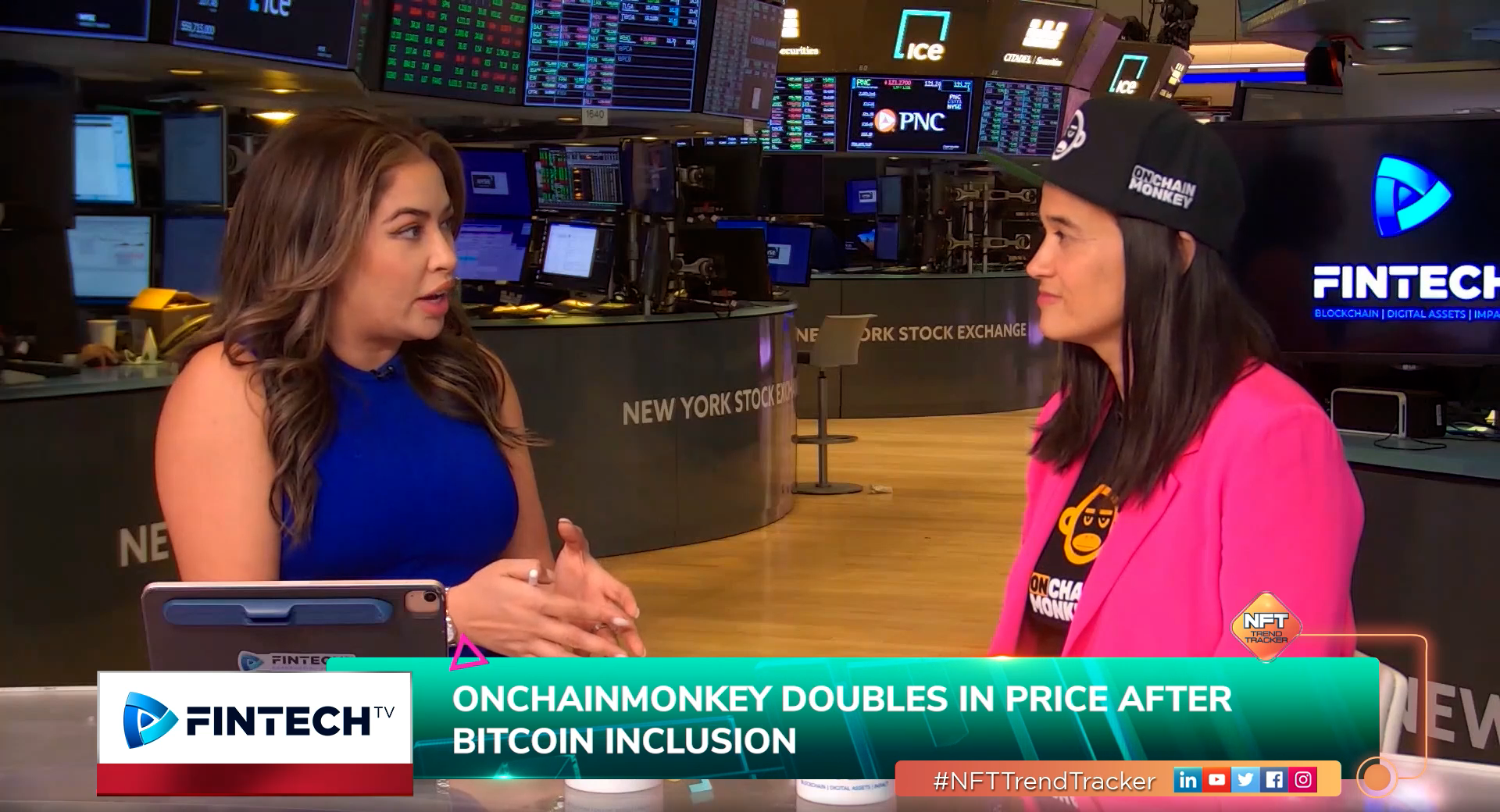 Amanda Terry Shares the OnChainMonkey Story on FintechTV, Straight from the NYSE OCM Party!
